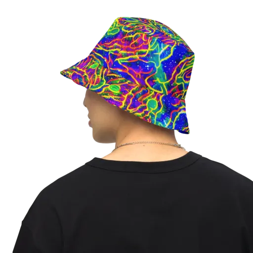 Neon Bioluminescence on a Reversible Bucket Hat