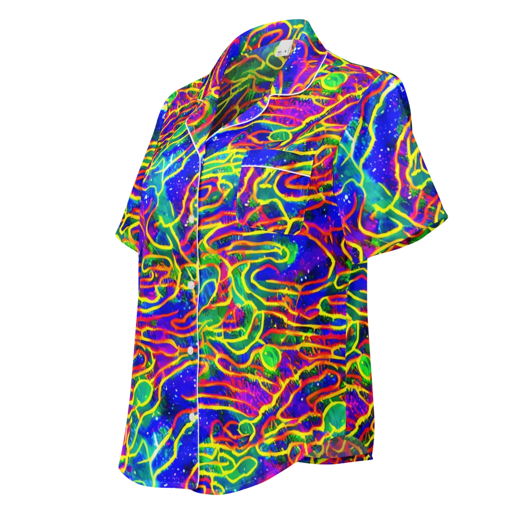 Neon Bioluminescence on Women's Short Sleeve Pajama Top — Left Front