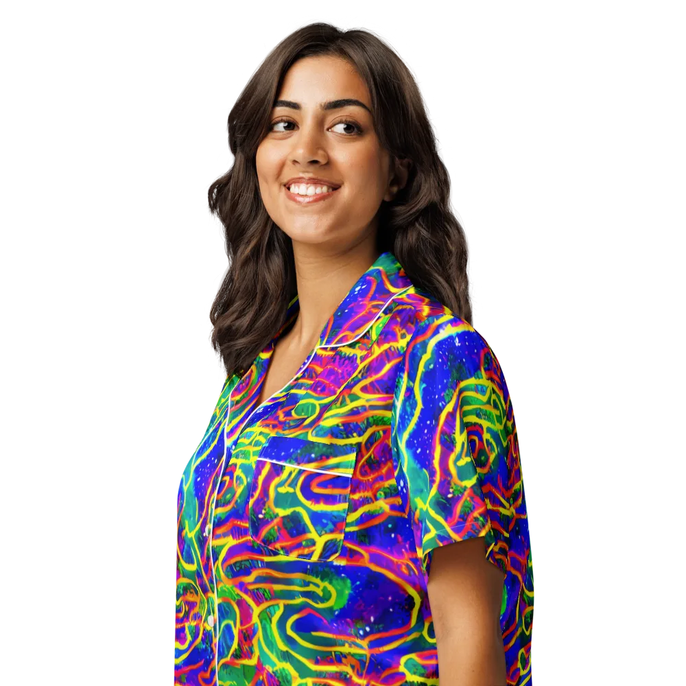 Neon Bioluminescence on Women's Short Sleeve Pajama Top — Left Front