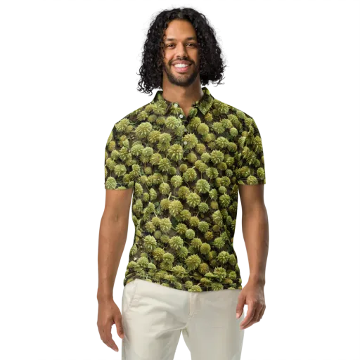 Verdant Starburst on a Men's Slim Fit Polo Shirt