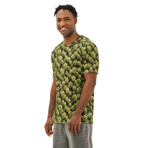 Verdant Starburst on a Men's Cotton Crew Neck T-Shirt