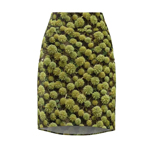 Verdant Starburst on a Pencil Skirt