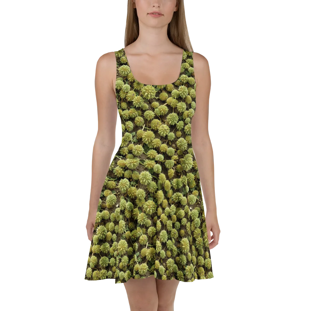 Verdant Starburst on Skater Dress — Front