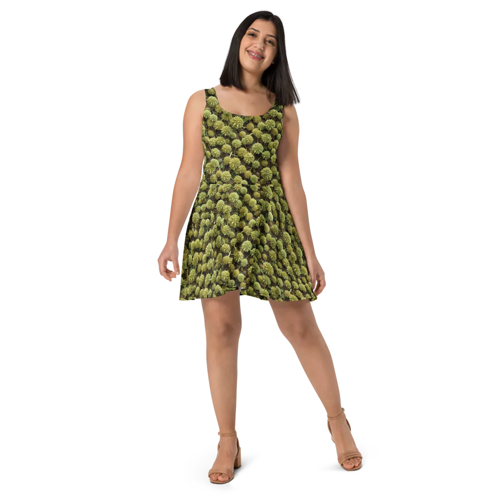 Verdant Starburst on Skater Dress — Front