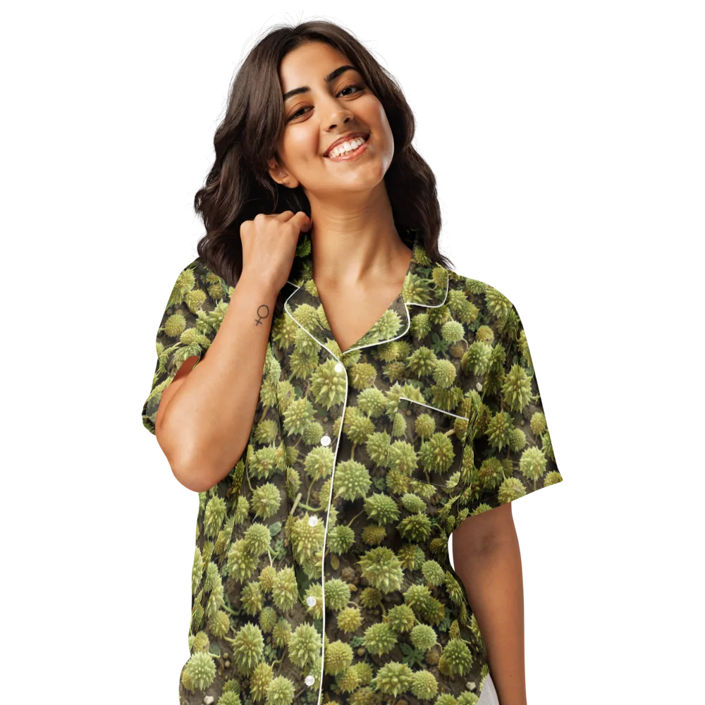 Verdant Starburst on Women's Short Sleeve Pajama Top — Front