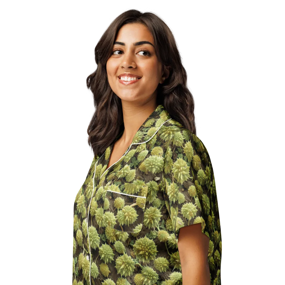 Verdant Starburst on Women's Short Sleeve Pajama Top — Left Front