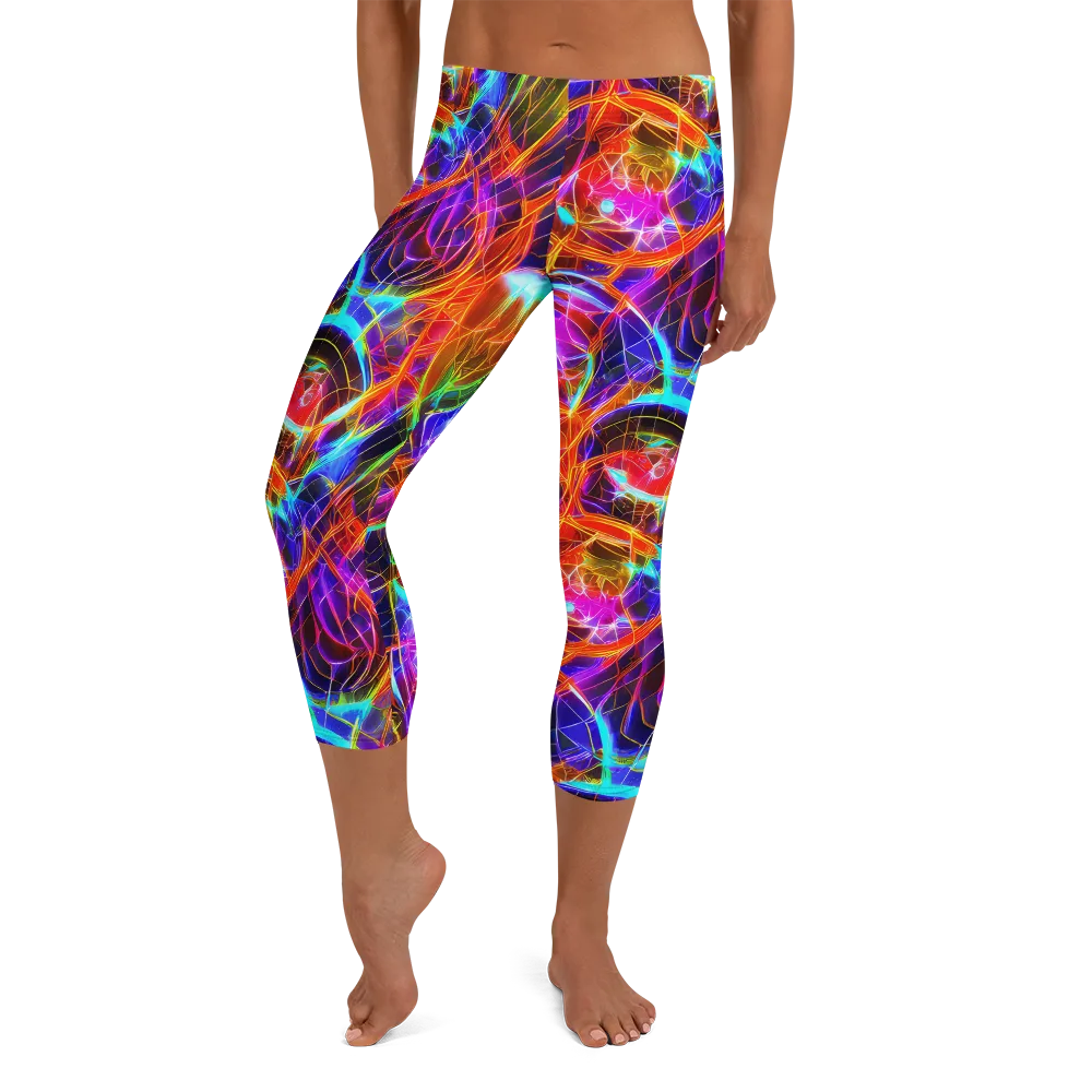 Fuchsia Current on Capri Leggings — Front
