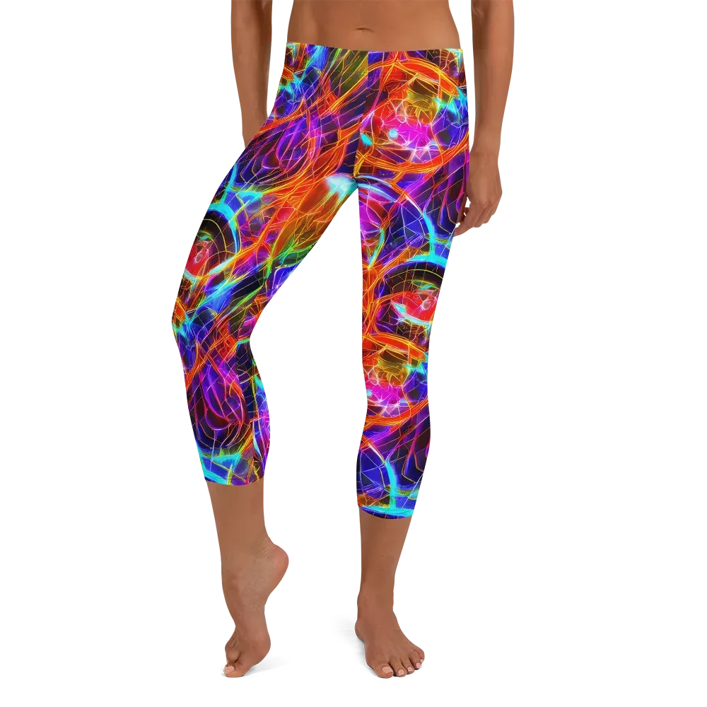 Fuchsia Current on Capri Leggings — Front