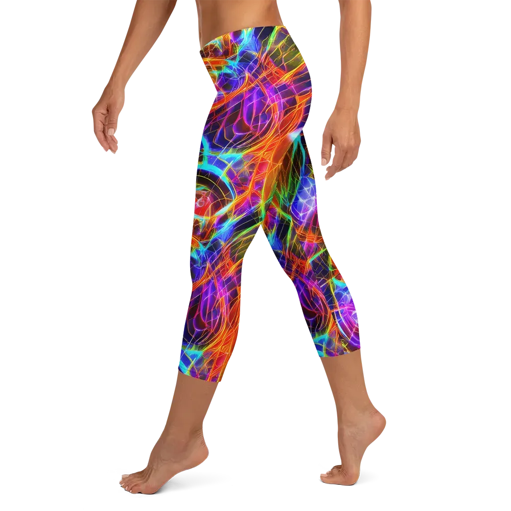 Fuchsia Current on Capri Leggings — Left
