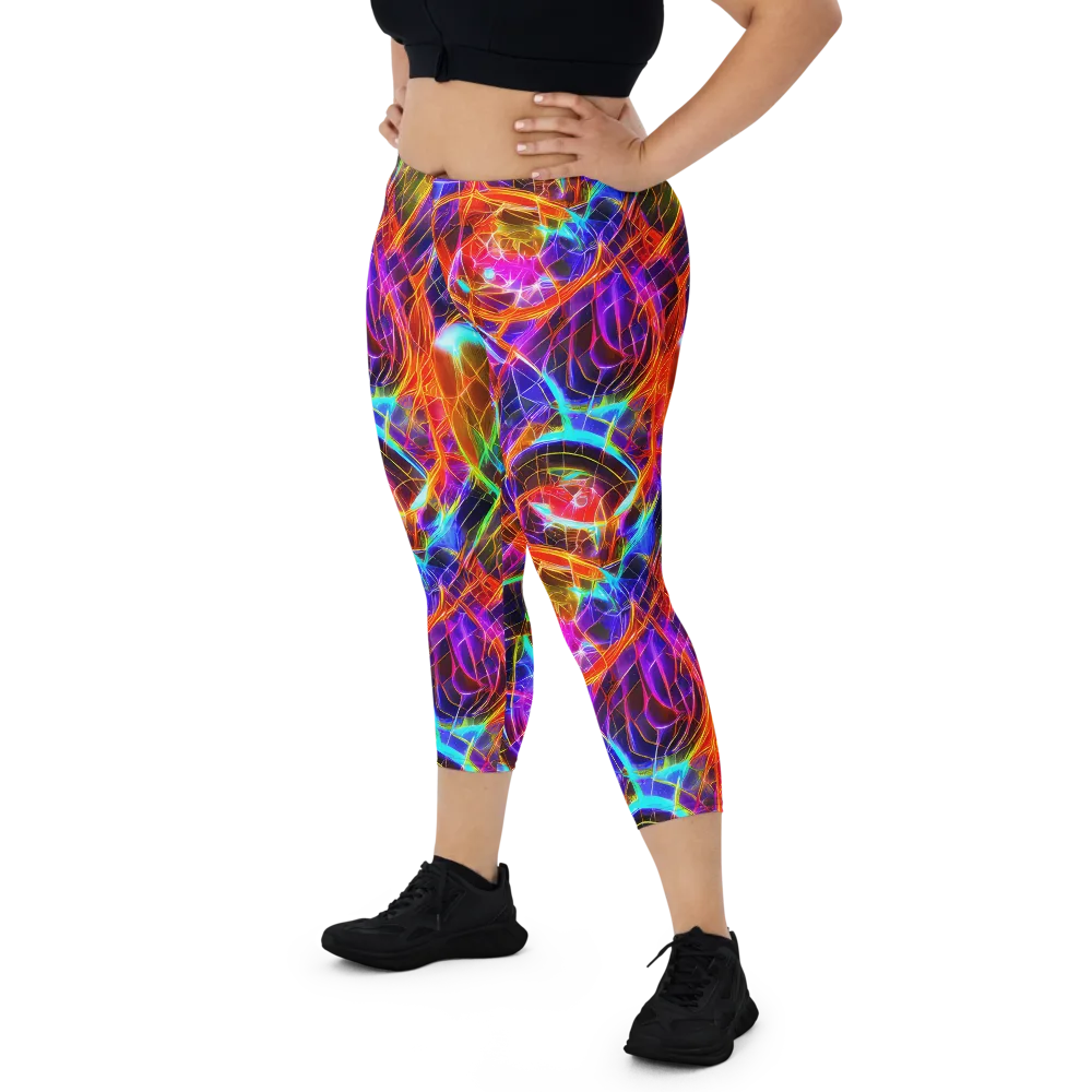 Fuchsia Current on Capri Leggings — Front
