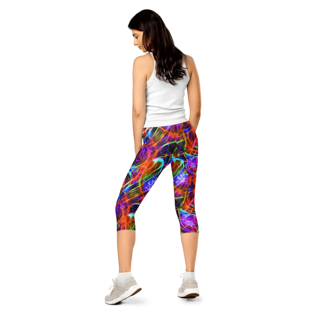 Fuchsia Current on Capri Leggings — Back