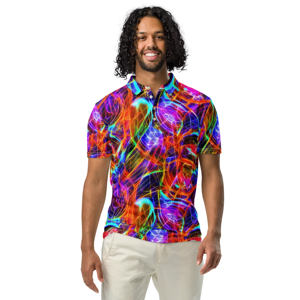 Fuchsia Current on Men's Slim Fit Polo Shirt — Front
