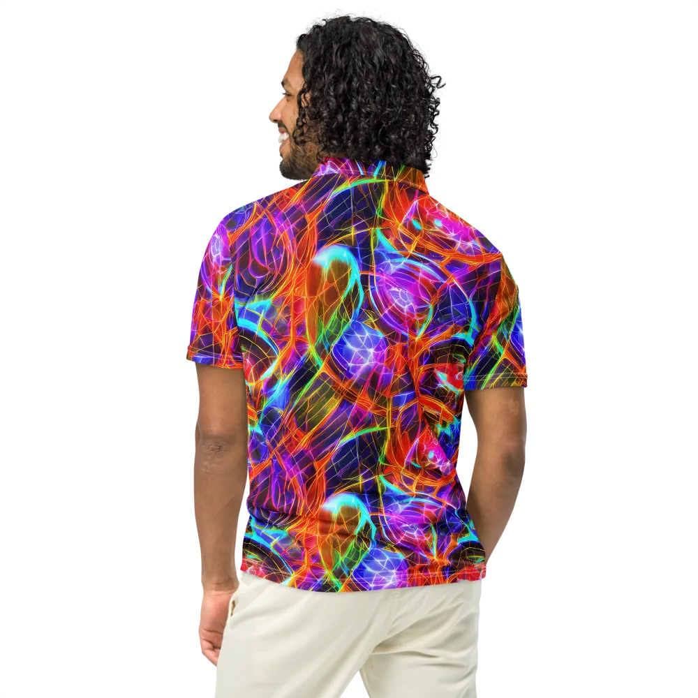 Fuchsia Current on Men's Slim Fit Polo Shirt — Back
