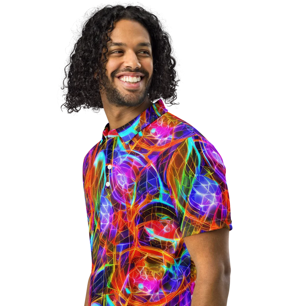 Fuchsia Current on Men's Slim Fit Polo Shirt — Left Front