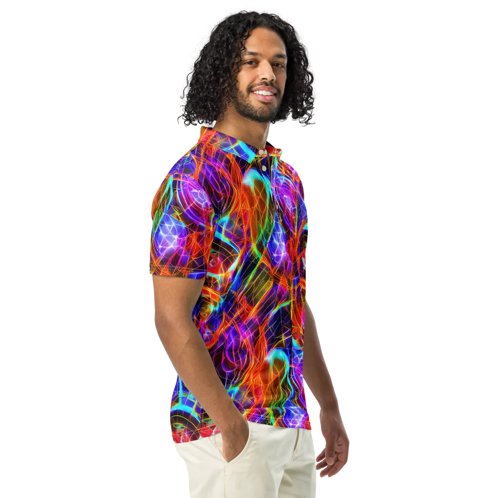 Fuchsia Current on Men's Slim Fit Polo Shirt — Right Front