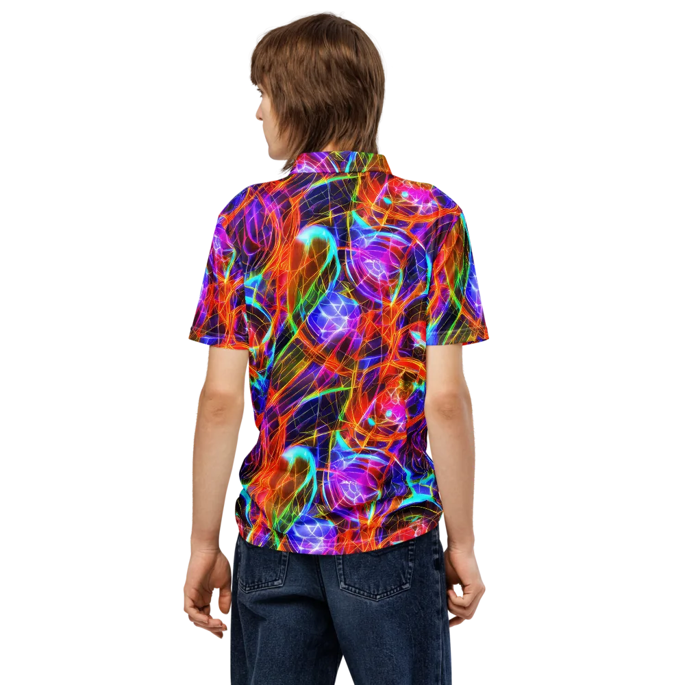 Fuchsia Current on Men's Slim Fit Polo Shirt — Back
