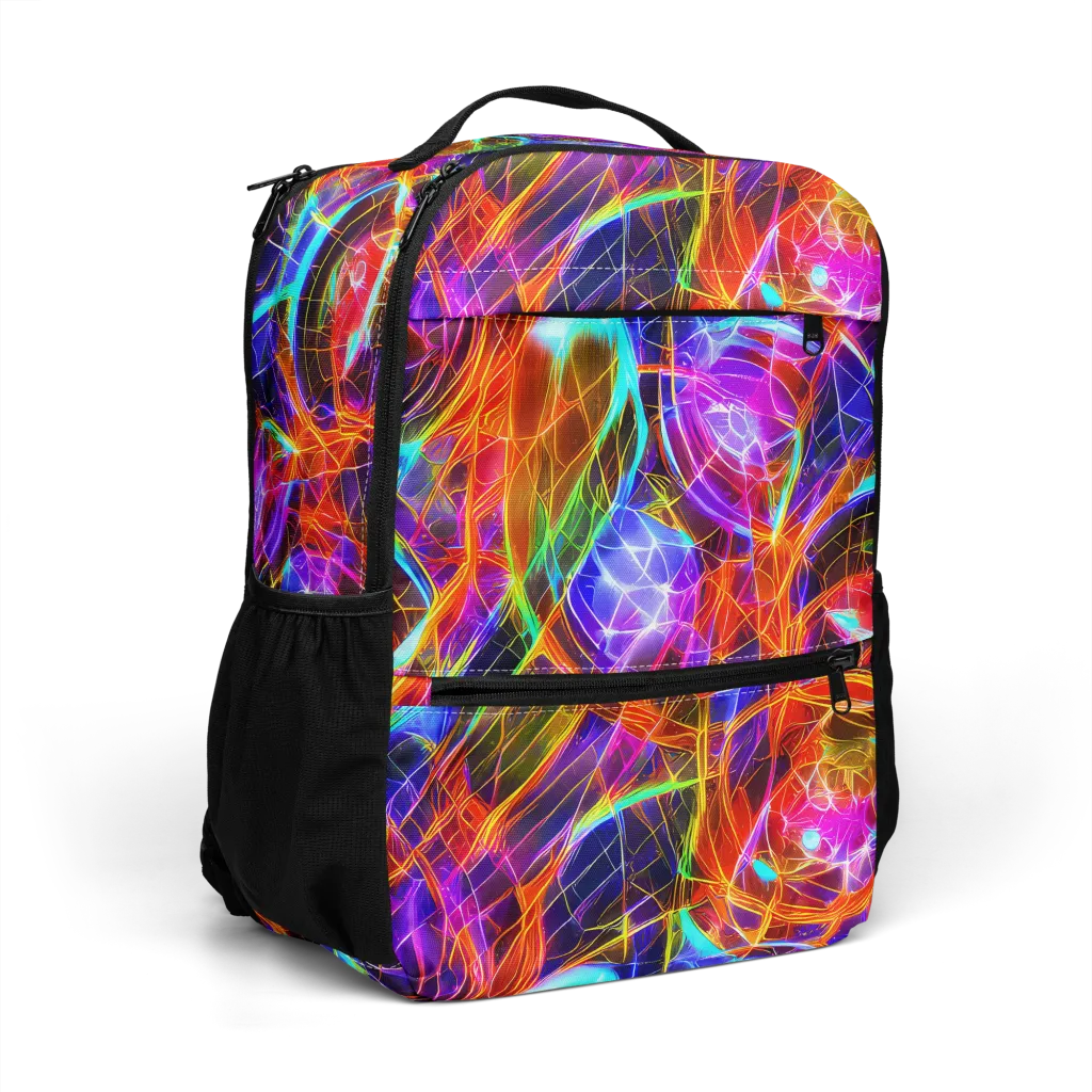 Fuchsia Current on Utility Backpack — Right Front