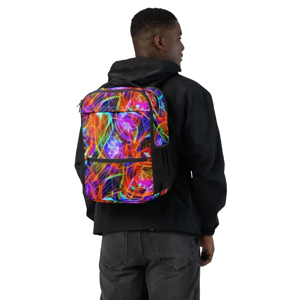 Fuchsia Current on Utility Backpack — Back