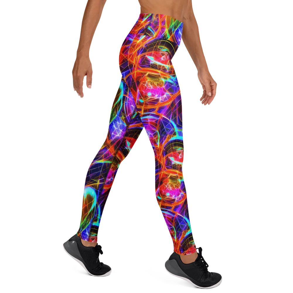 Fuchsia Current on Yoga Leggings — Right