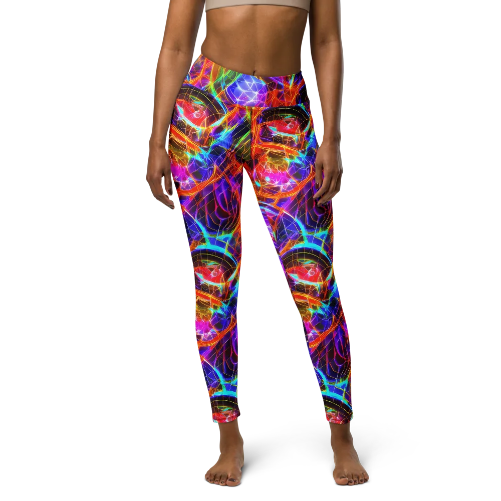 Fuchsia Current on Yoga Leggings — Front