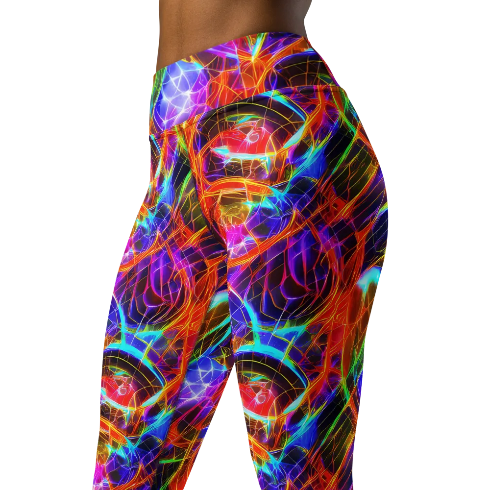 Fuchsia Current on Yoga Leggings — Left Front