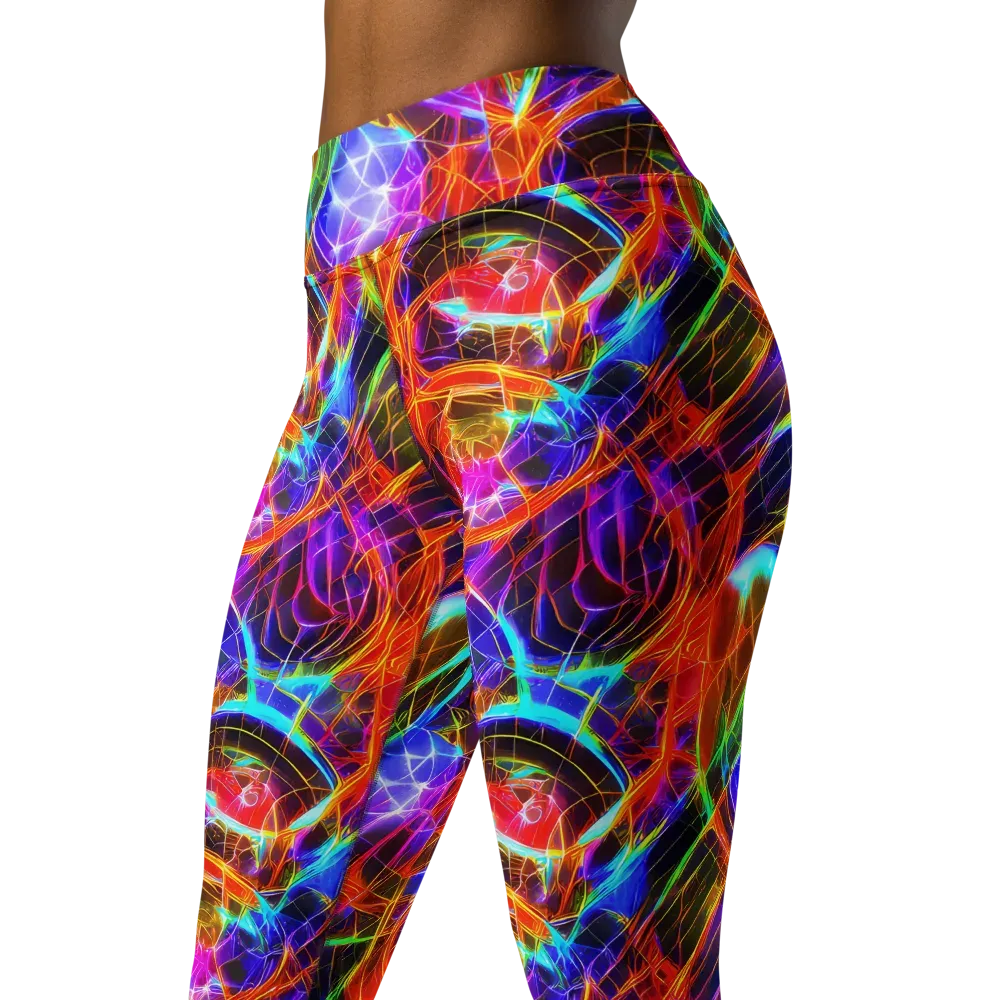 Fuchsia Current on Yoga Leggings — Left Front