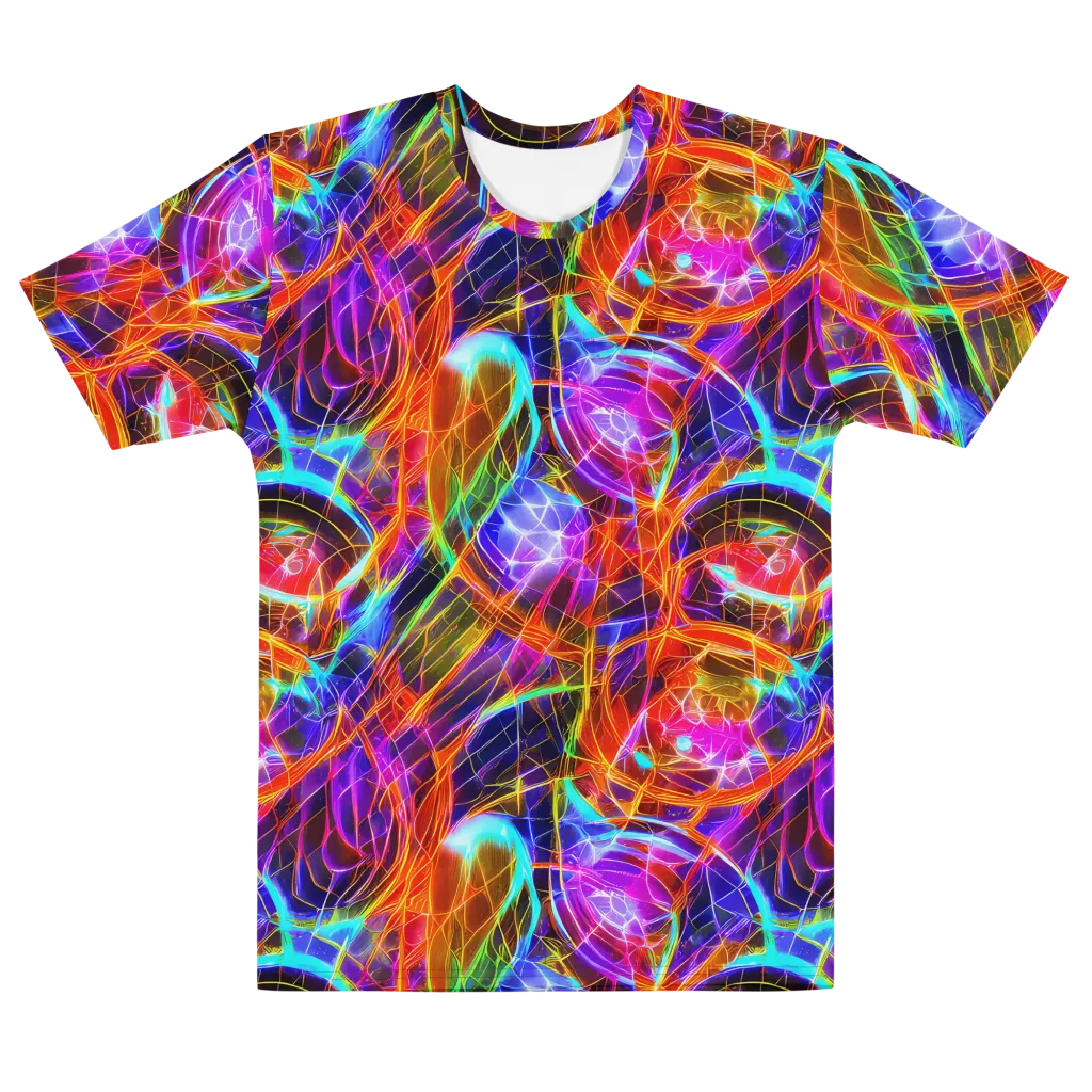 Fuchsia Current on Men's Cotton Crew Neck T-Shirt — Front