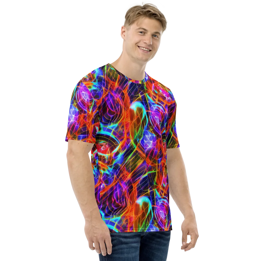 Fuchsia Current on Men's Crew Neck T-Shirt — Right