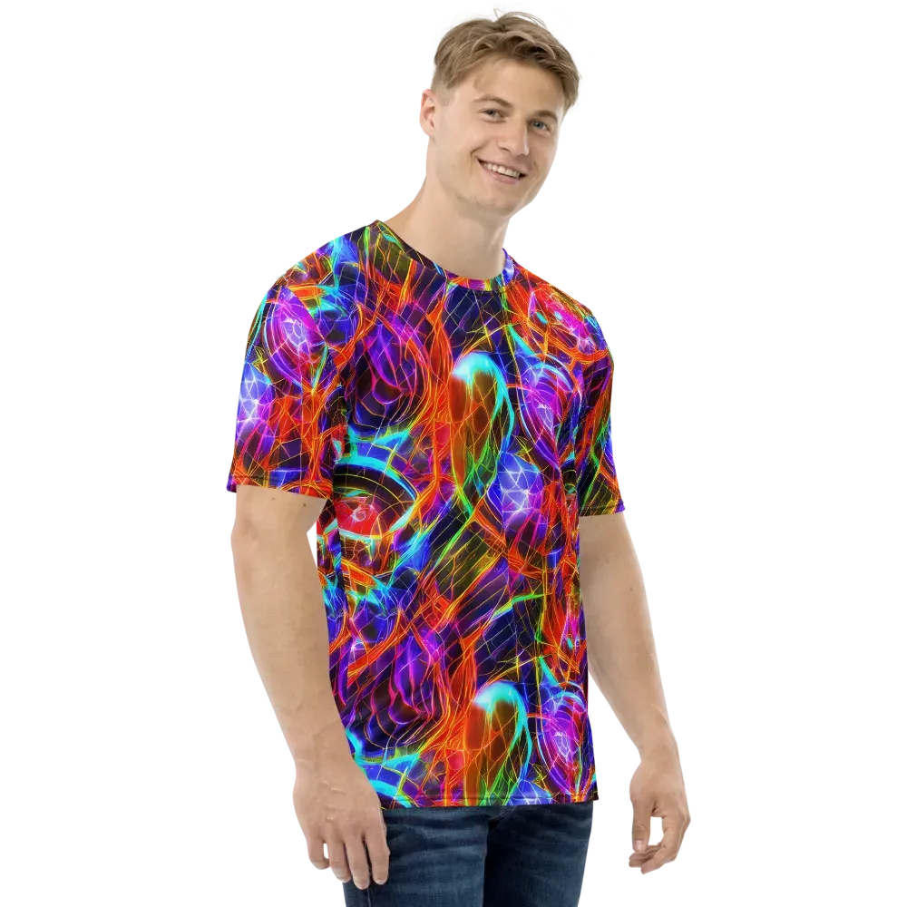 Fuchsia Current on Men's Crew Neck T-Shirt — Right