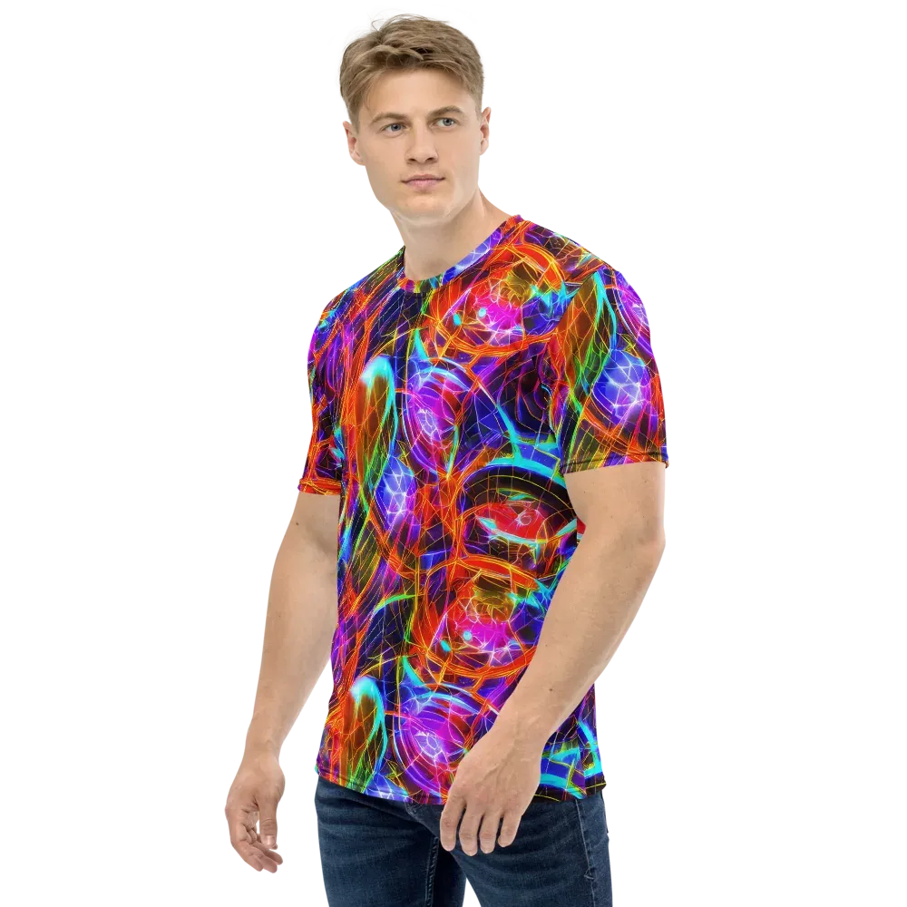 Fuchsia Current on Men's Crew Neck T-Shirt — Left