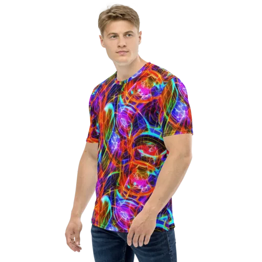 Fuchsia Current on a Men's Crew Neck T-Shirt