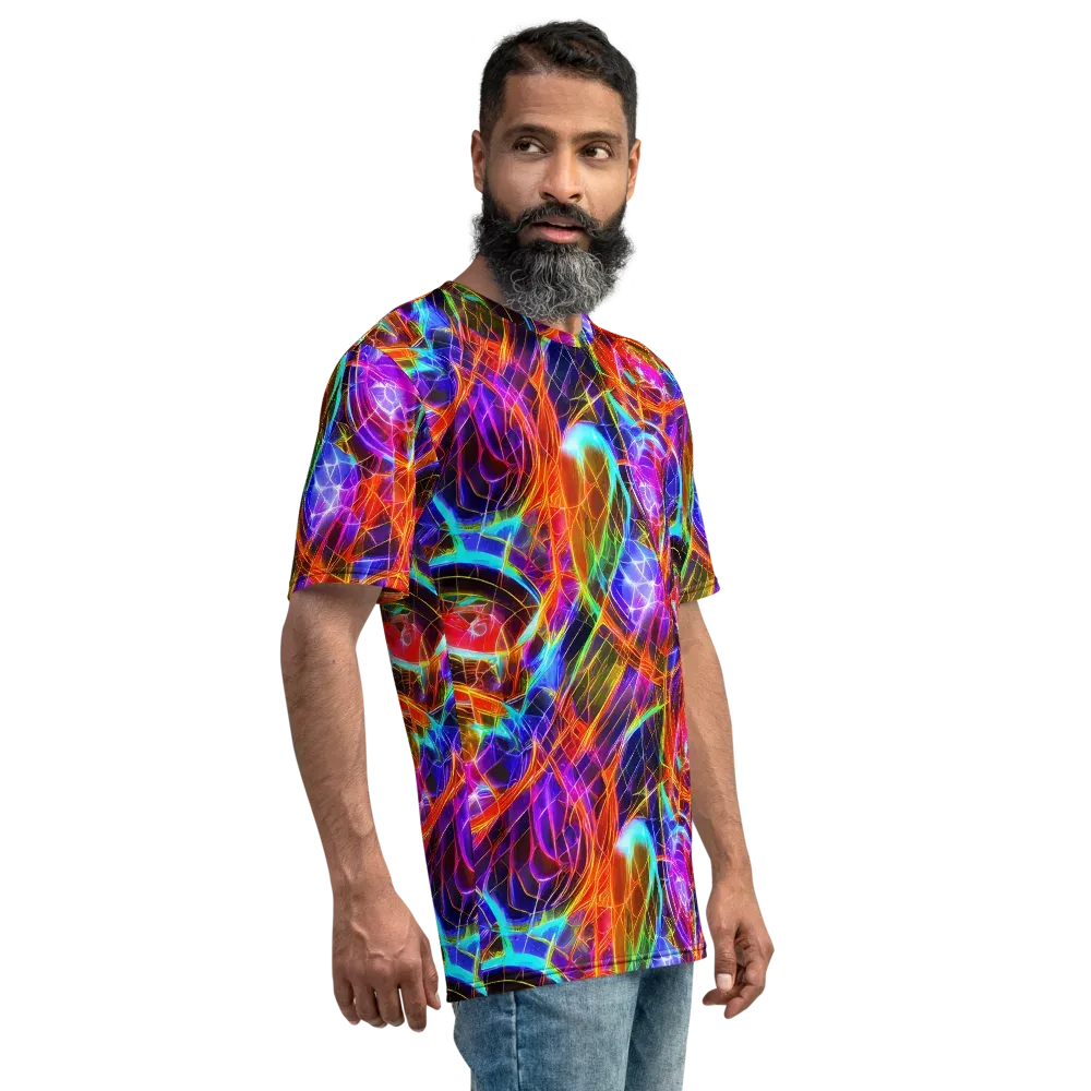 Fuchsia Current on Men's Crew Neck T-Shirt — Right