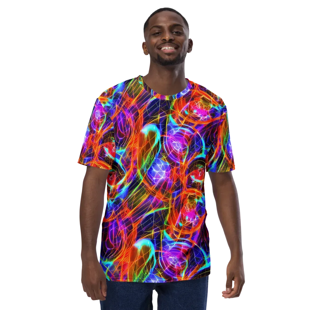 Fuchsia Current on Men's Crew Neck T-Shirt — Front