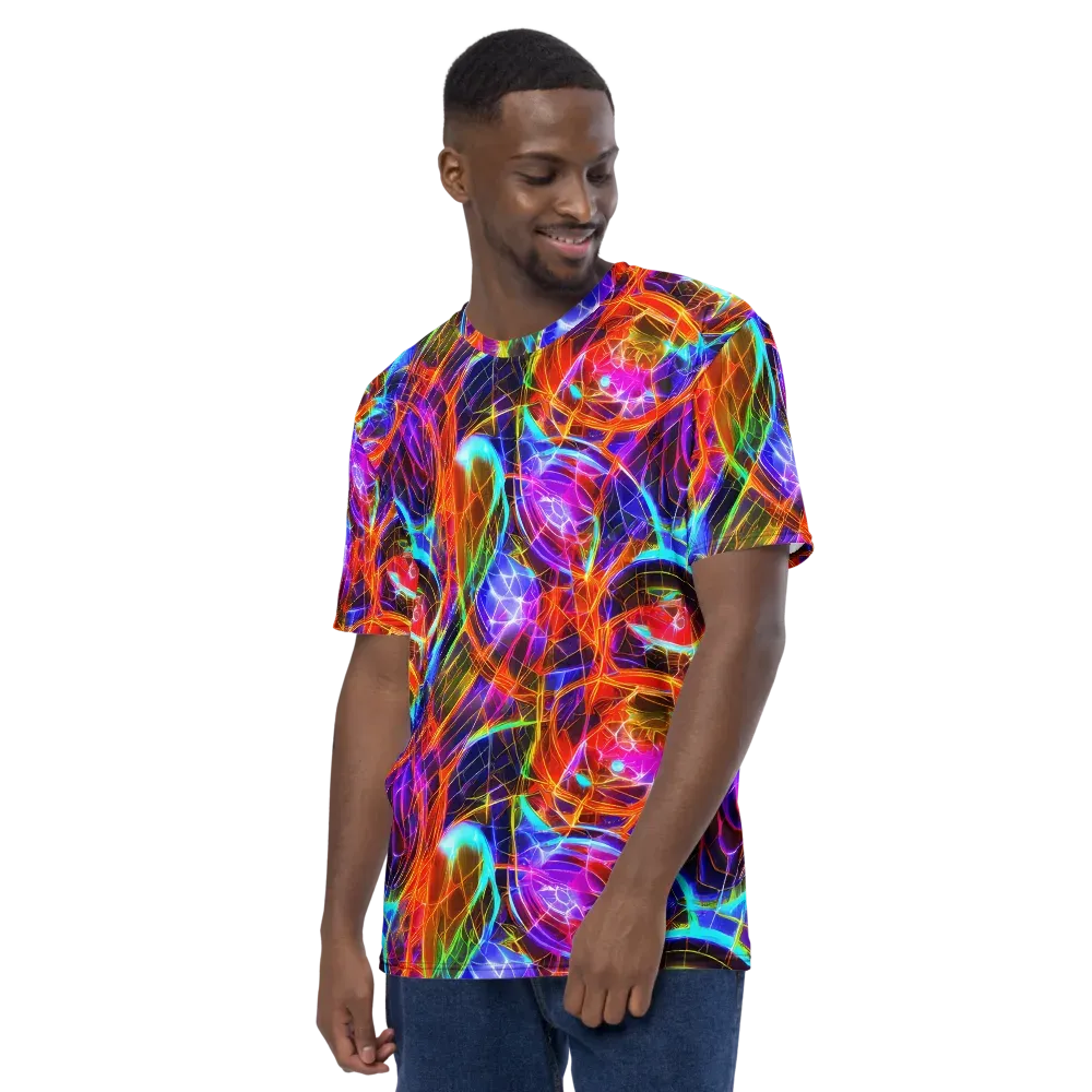 Fuchsia Current on Men's Crew Neck T-Shirt — Left
