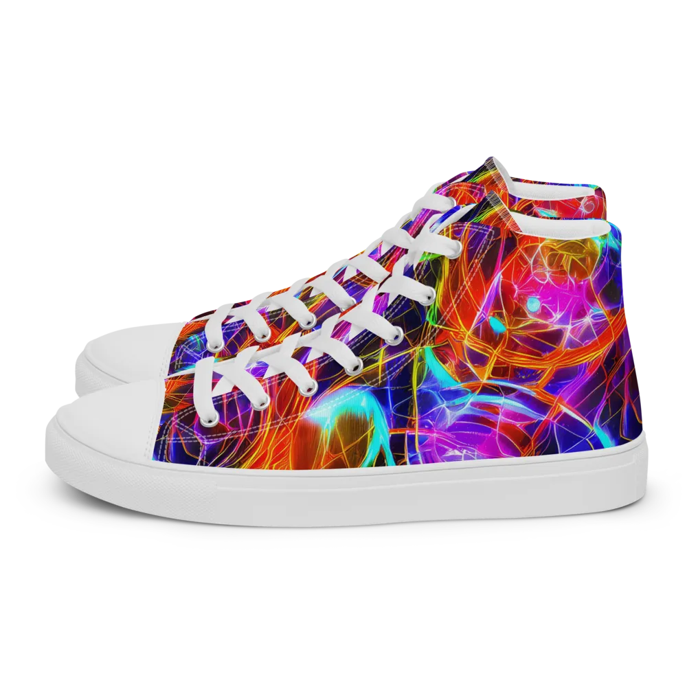 Fuchsia Current on Men's High Top Canvas Shoes — Left