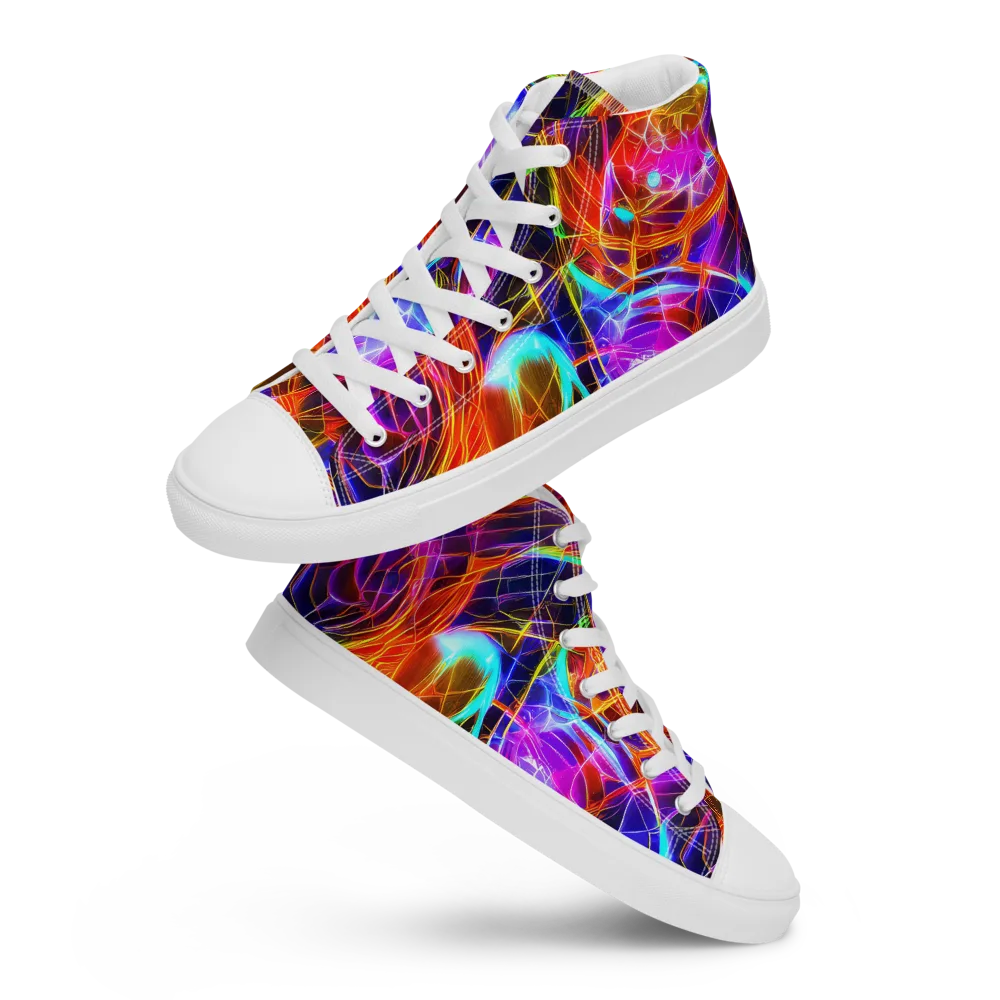 Fuchsia Current on Men's High Top Canvas Shoes — Front