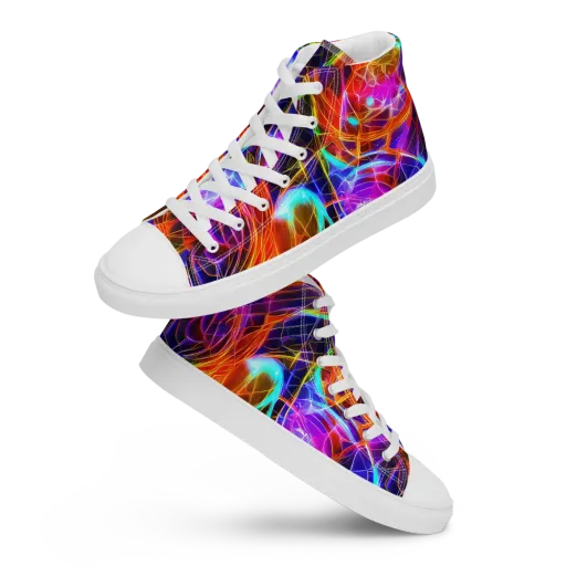 Fuchsia Current on a Men's High Top Canvas Shoes