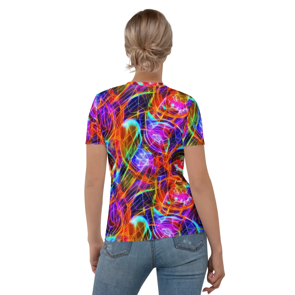 Fuchsia Current on Women's Crew Neck T-Shirt — Back