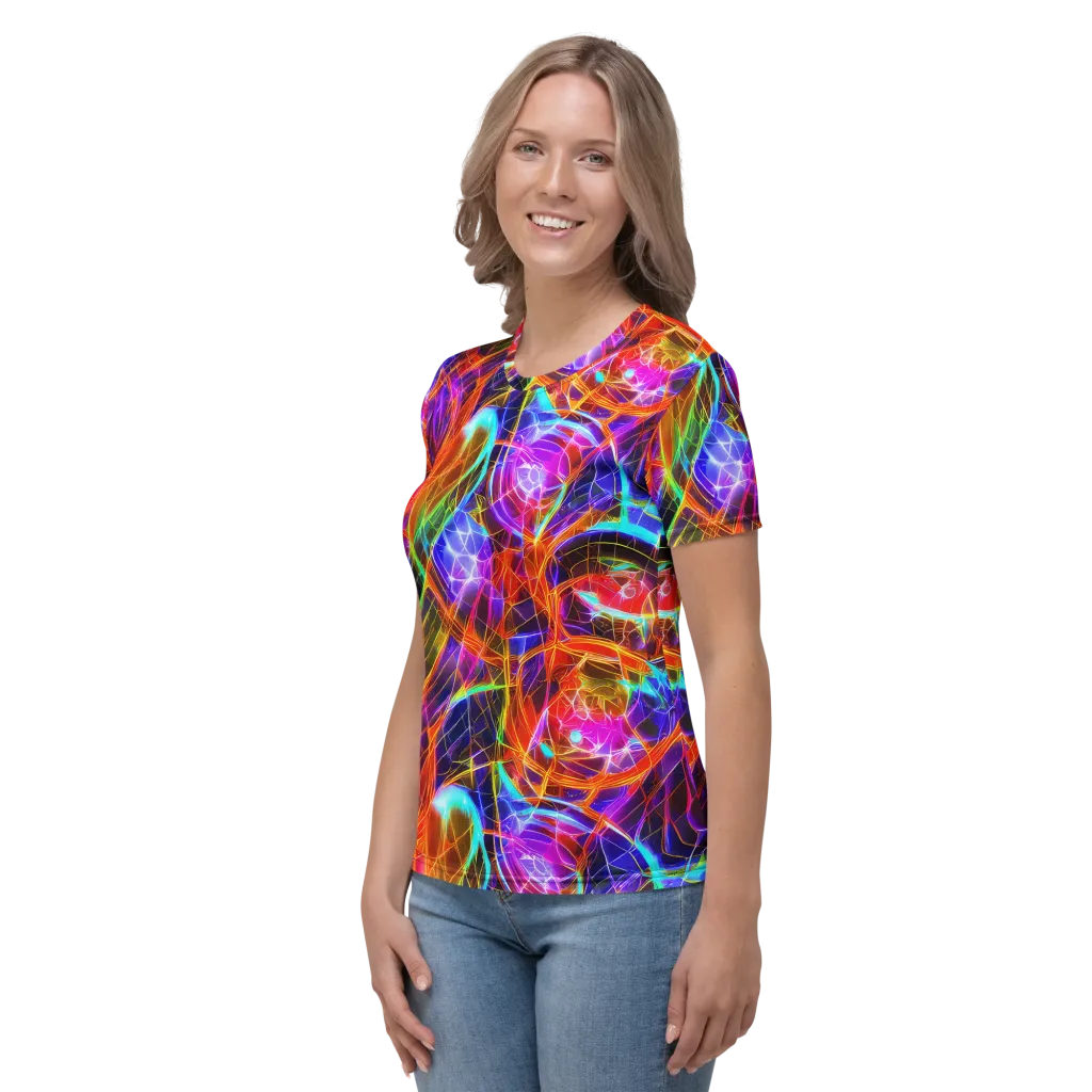Fuchsia Current on Women's Crew Neck T-Shirt — Left