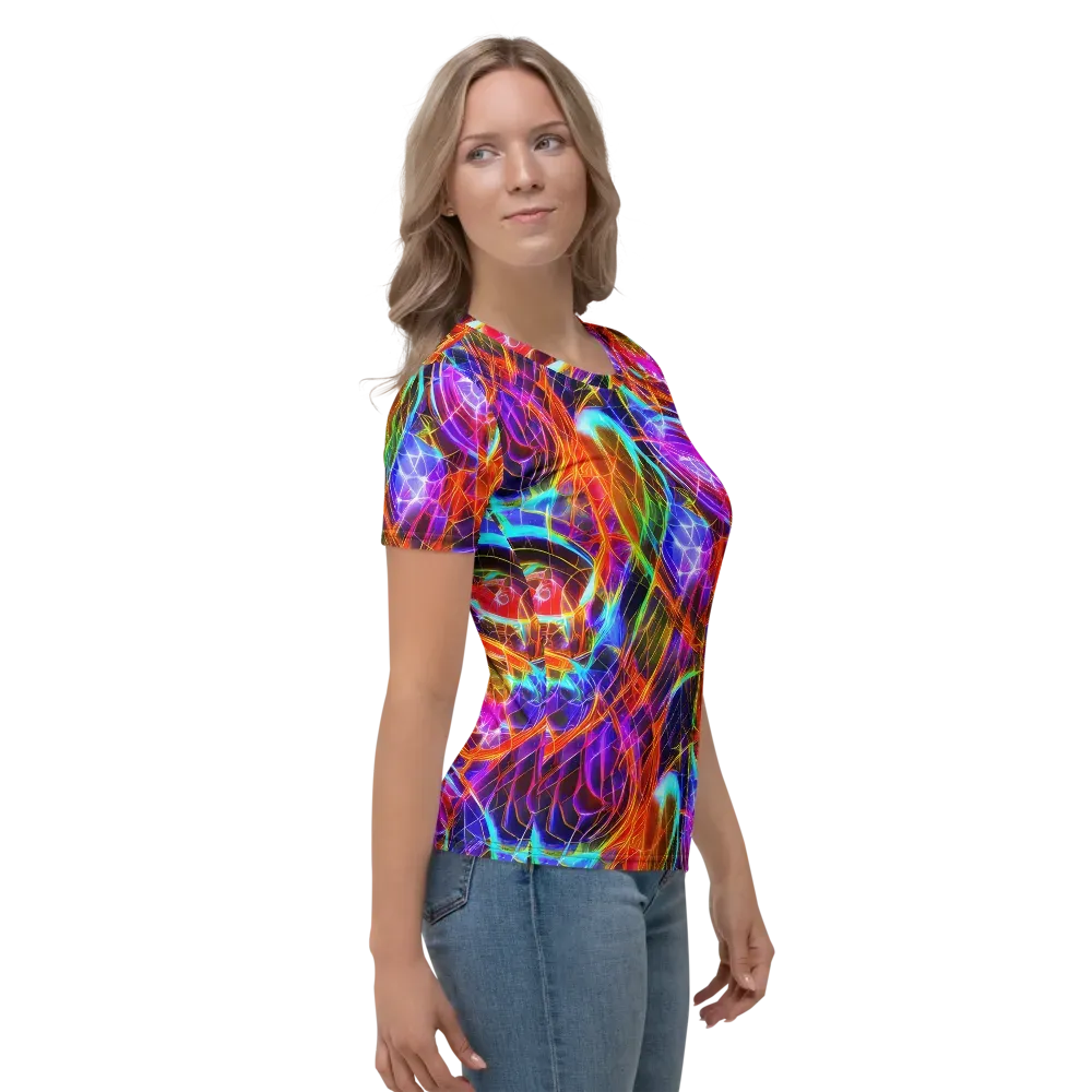 Fuchsia Current on Women's Crew Neck T-Shirt — Right