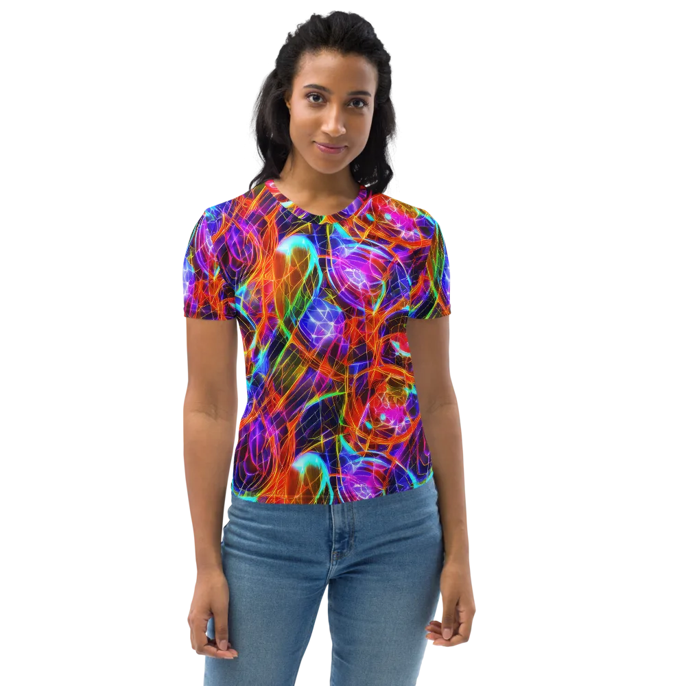 Fuchsia Current on Women's Crew Neck T-Shirt — Front