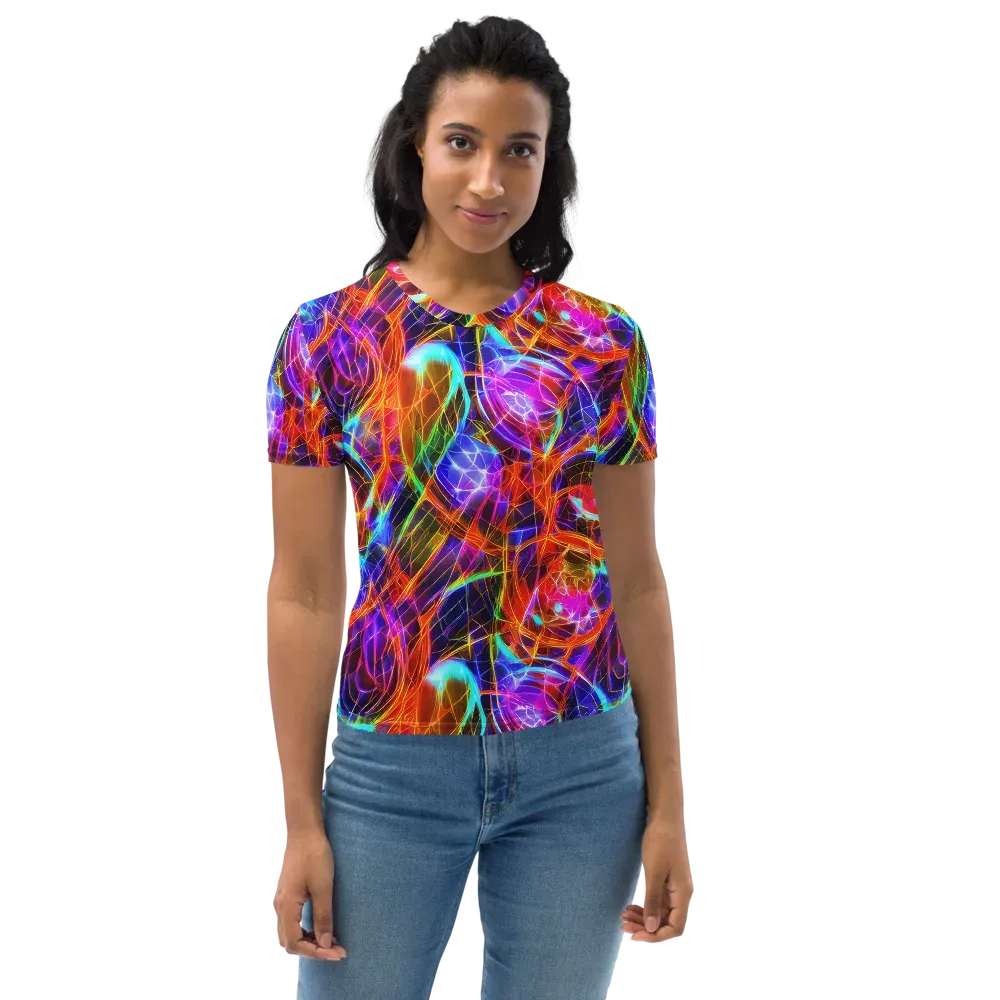 Fuchsia Current on Women's Crew Neck T-Shirt — Front