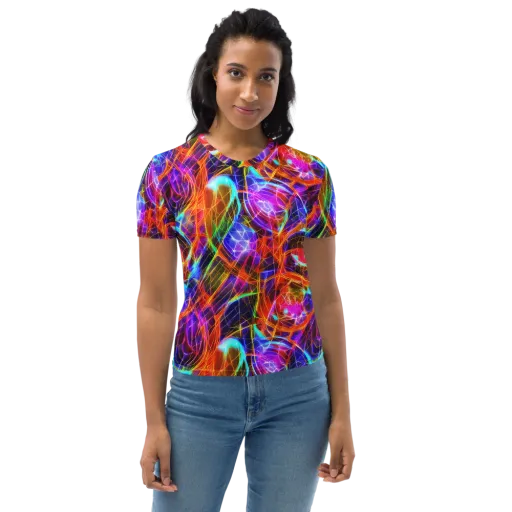 Fuchsia Current on a Women's Crew Neck T-Shirt