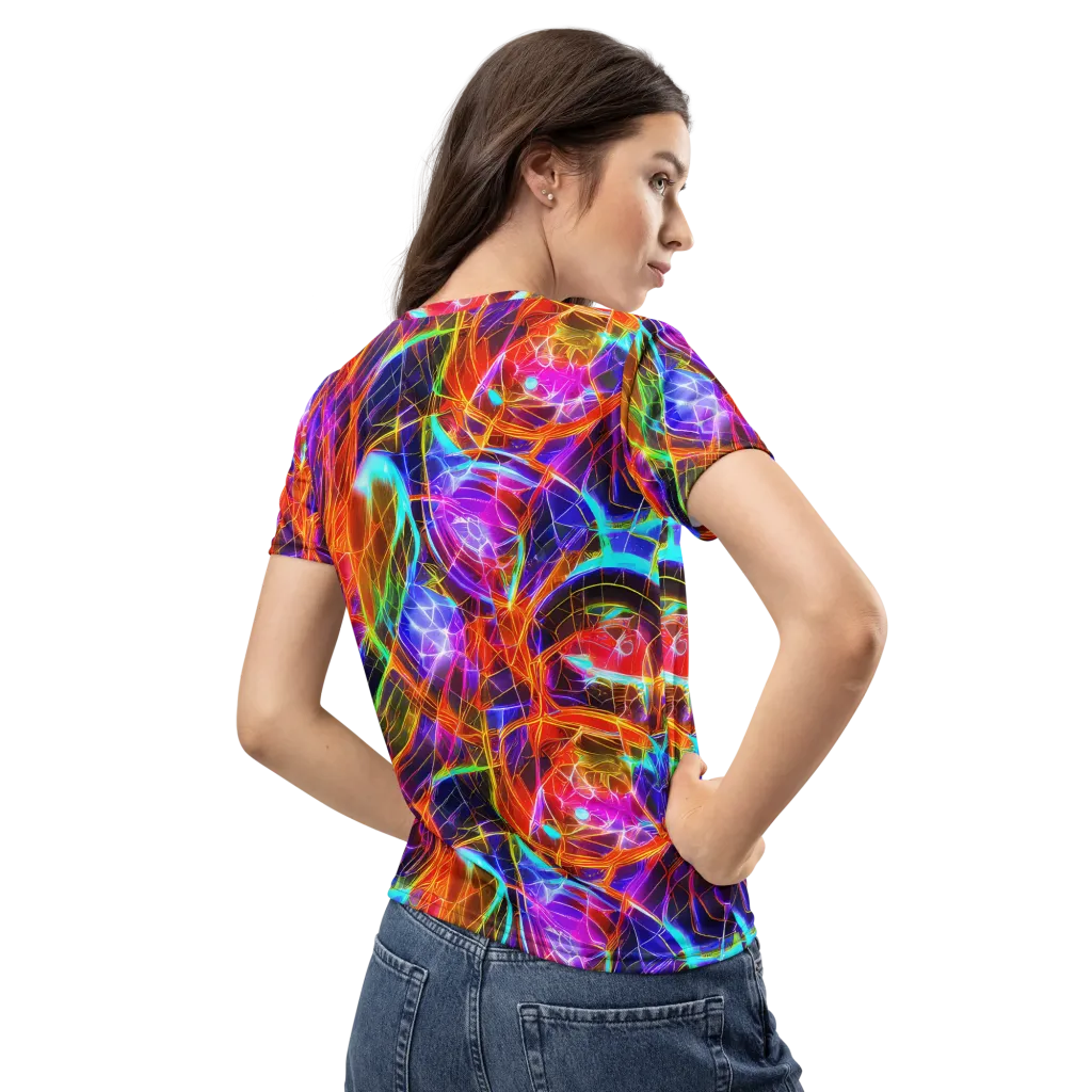 Fuchsia Current on Women's Crew Neck T-Shirt — Back