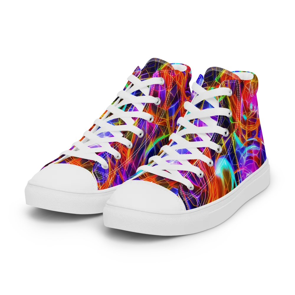 Fuchsia Current on Women's High Top Canvas Shoes — Left Front