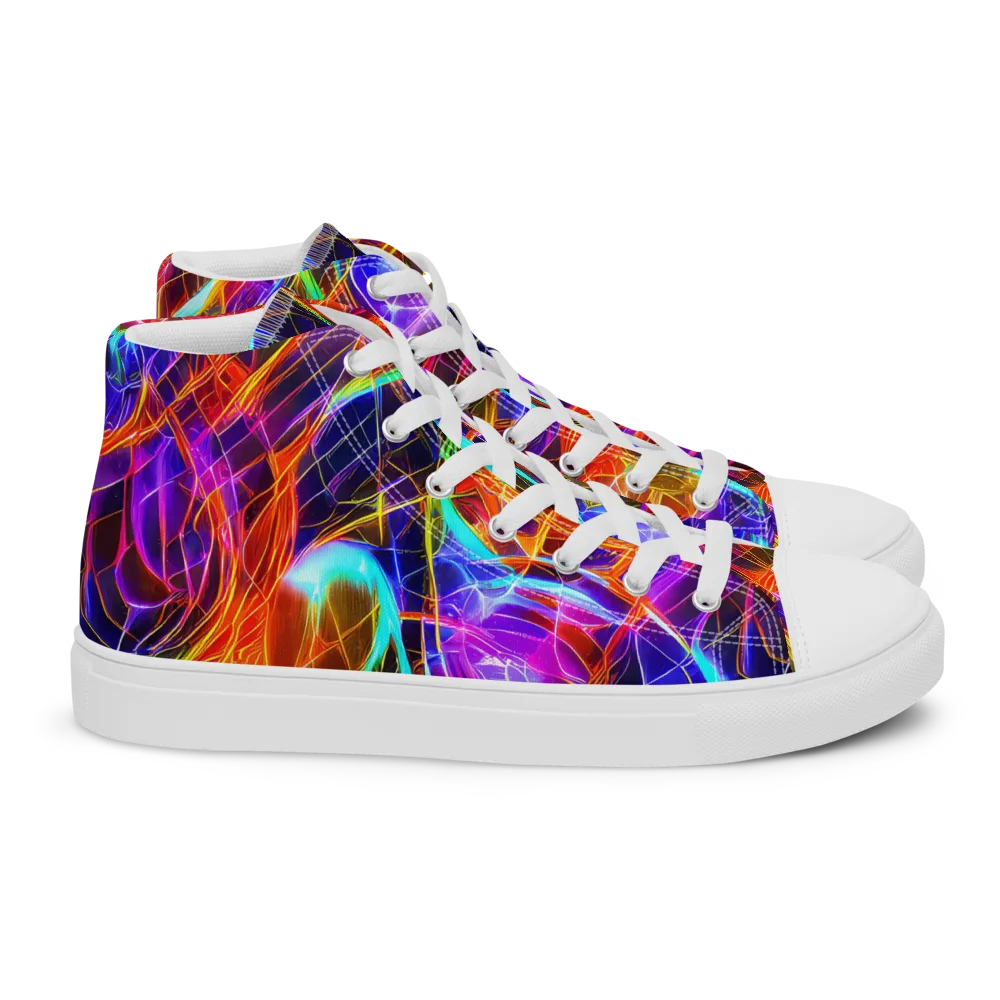 Fuchsia Current on Women's High Top Canvas Shoes — Right