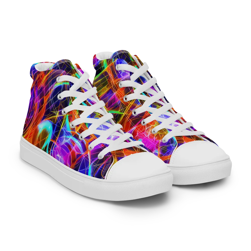 Fuchsia Current on Women's High Top Canvas Shoes — Right Front