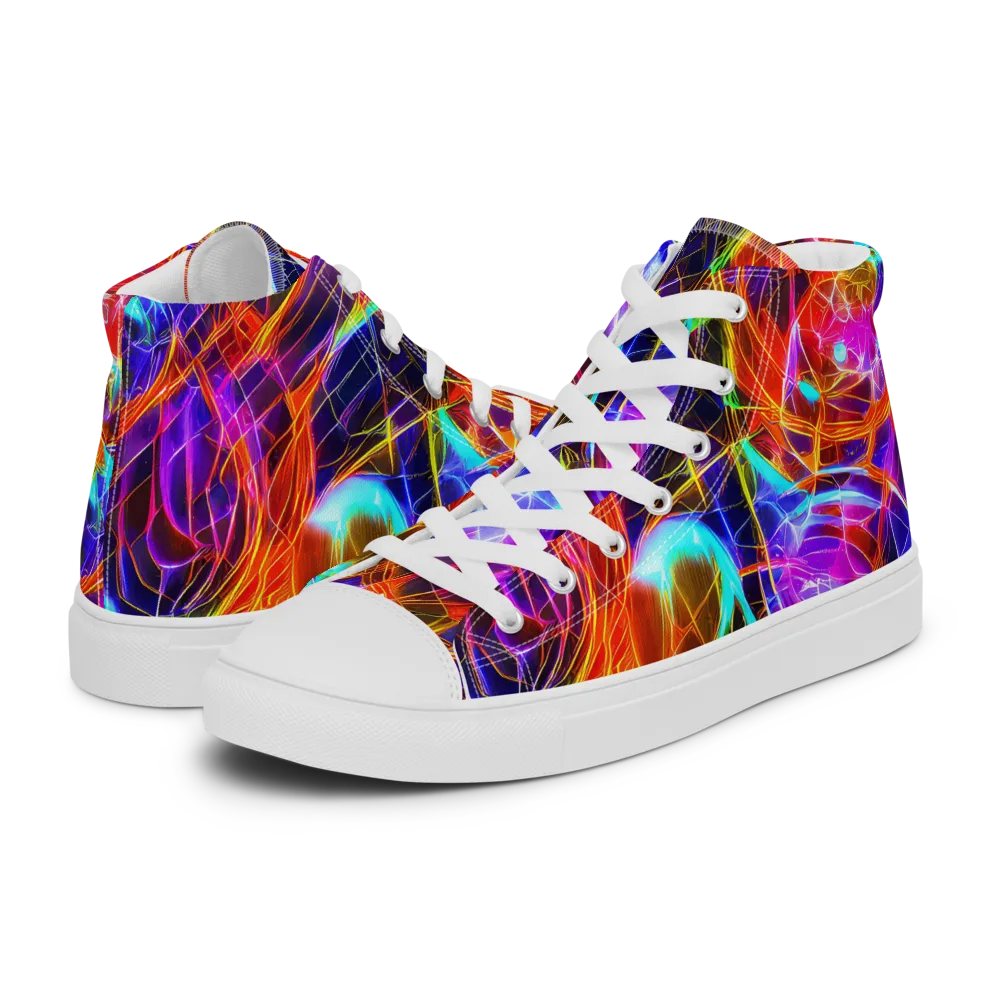 Fuchsia Current on Women's High Top Canvas Shoes — Left