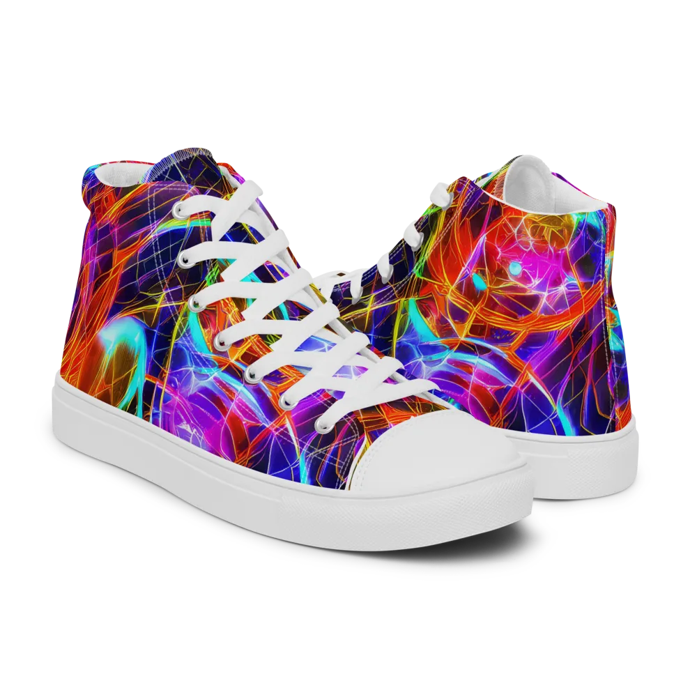 Fuchsia Current on Women's High Top Canvas Shoes — Right