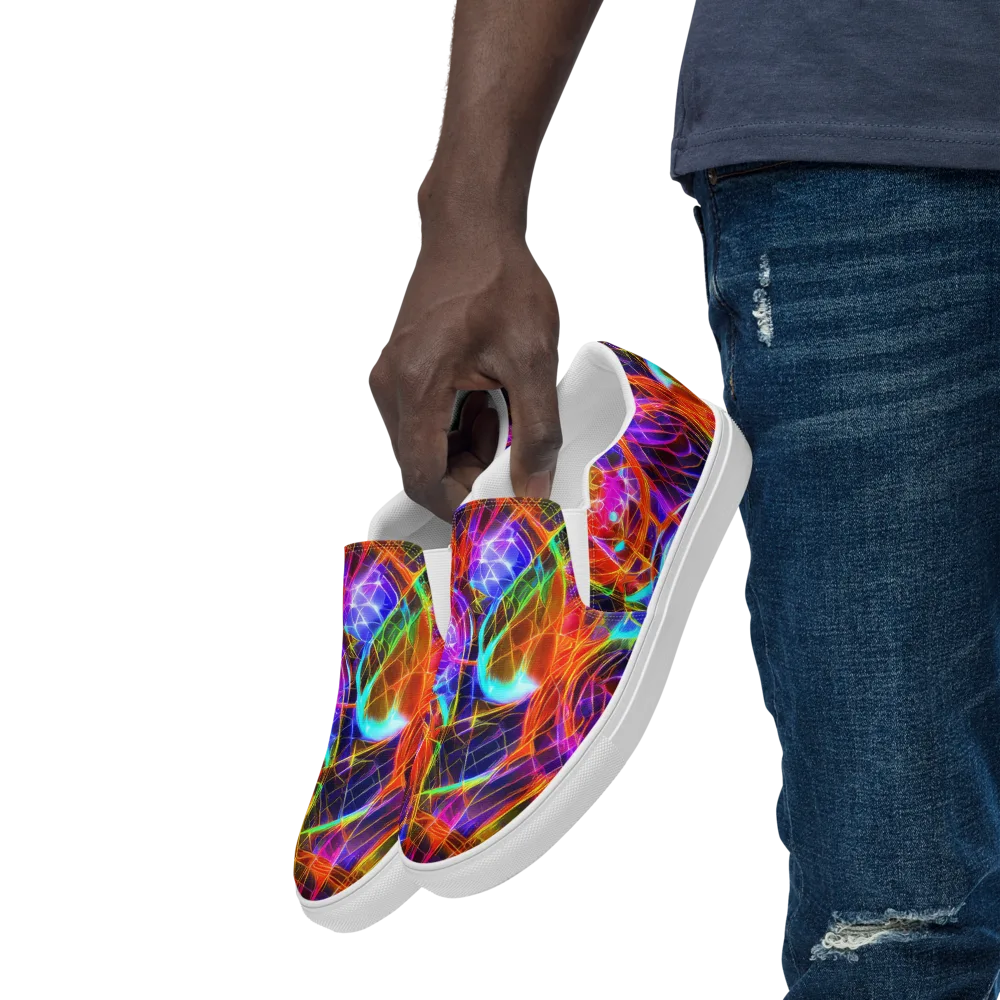 Fuchsia Current on Men's Slip-On Canvas Shoes — Left Front